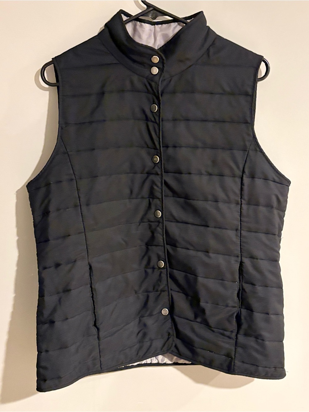 Relativity Black Quilted Puffer Vest Women’s Large Snap Front Lightweight